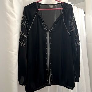 GREAT CONDITION -NY & Co Size L black sheer pullover shirt